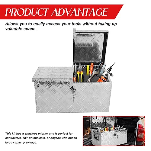 BLACKHORSE-RACING 20 Inch Aluminum Truck Tool Box with Side Handle and Lock Keys Storage Box for Pick Up Trucks, RVs, UTVs and Trailers BLACKHORSE-RACING