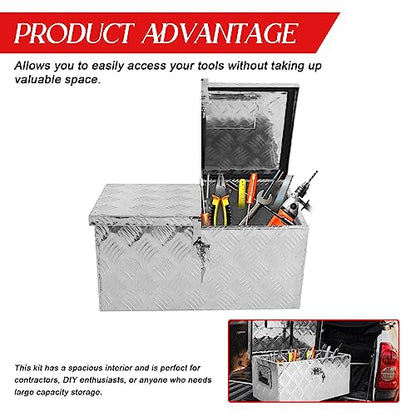 BLACKHORSE-RACING 20 Inch Aluminum Truck Tool Box with Side Handle and Lock Keys Storage Box for Pick Up Trucks, RVs, UTVs and Trailers