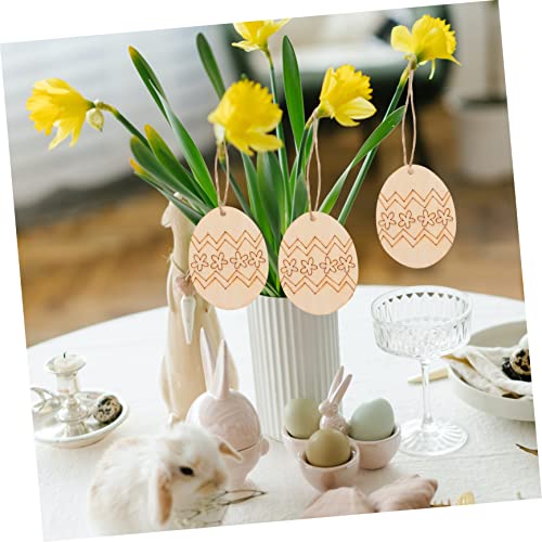 VOSAREA 60pcs Easter Egg Wooden Pendant Unfinished Easter Egg Cutout Eggs Wooden Slices Wood Easter Egg Ornaments Unfinished Wood Cutout to Easter VOSAREA