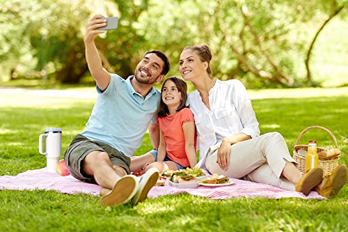 KISSKIND 40 oz tumbler with handle Travel Mug Straw Covers Cup with Lid Insulated Quencher Stainless Steel Water Iced Tea Coffee Gift ROSE… KISSKIND