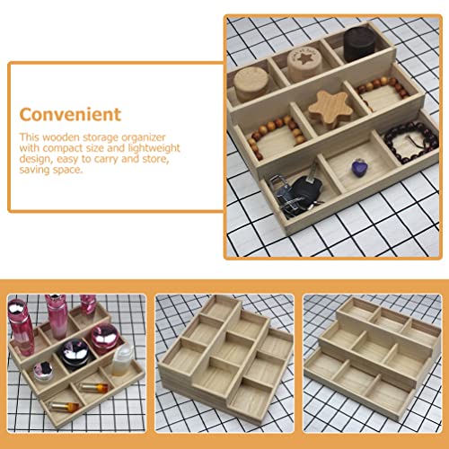 Zerodeko Wood Jewelry Tray 9 Grid Drawer Organizer Showcase Display Box Ring Earrings Holder Coffee Station Organizer Snacks Dried Fruits Platter Zerodeko