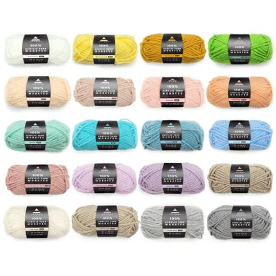 Arteza Acrylic Yarn for Crocheting, 20 Mini-Skeins of Worsted Yarn for Knitting in Light Colors, Machine Washable, Knitting & Crochet Supplies – Use