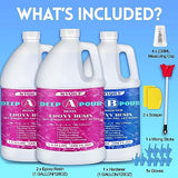 Deep Pour Epoxy Resin, 3 Gallon 2-4" Pour Depths Epoxy Resin Kit Crystal Clear High-Gloss No Bubble Self Leveling for DIY Molds Wood River Table Myqiuf