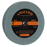 AmaCupid Bench Grinding Wheel 6 inch, for Sharpening Hard Alloy Tools, Products of Non-Metallic Materials. Green Silicon Carbide Abrasive. 1/2 Inch AmaCupid
