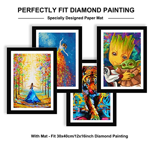 Betionol 12x16 Picture Frame 2 Pack, Display 12x16in/30x40cm Diamond Painting Kits/Photos/Prints, Black Natural Solid Wood Picture Frame with Acrylic Betionol