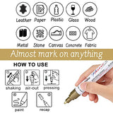 Gold and Silver Paint Marker Pens - 6 Pack Permanent Oil Based Metallic Paint Pen, Medium Tip, Quick Dry and Waterproof Markers for Stone, Wood, Overseas