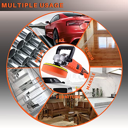 Buffer Polisher, Powerful Buffer Waxer, 7-Speed Rotary Polisher with 6" and 7" Backing Plate, 1580W Rotary Polisher for Car Polishing, Waxing, Glaze, EZISOE