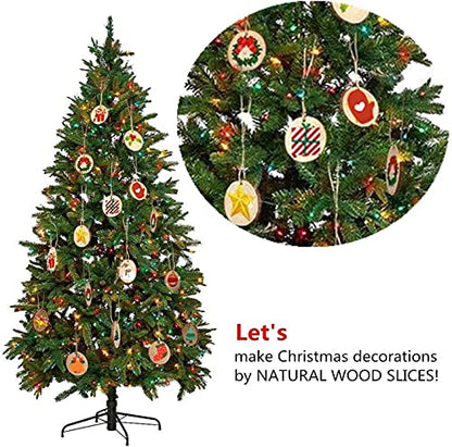 Natural Wood Slices TICIOSH Craft Unfinished Wood kit Predrilled with Hole Wooden Circles for DIY Crafts Wedding Decorations Christmas Ornaments Arts