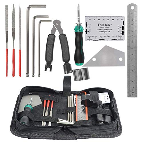TIMESETL Guitar Repairing Maintenance Tool Kit Includes Fret Rocker Leveling Tool String Organizer String Action Ruler Gauge Measuring Tool Hex TIMESETL