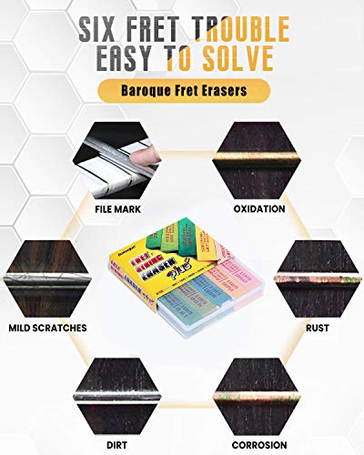Baroque Fret Erasers for Guitar, Fret Polishing Cleaner, Frets Polish Tools Kit, Clean Fret Wire/String/Metal, Set of 5 (180& 400& 1000& 1500& 2000 JEISSLIA