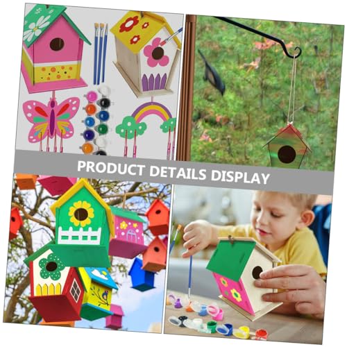 TEHAUX 1 Set House Lanyard Wind Chime kit Unfinished Arts Kits Kids Craft Wind Chime Ornament Wind Chime Pendant Decorations Wood Outdoor Child TEHAUX