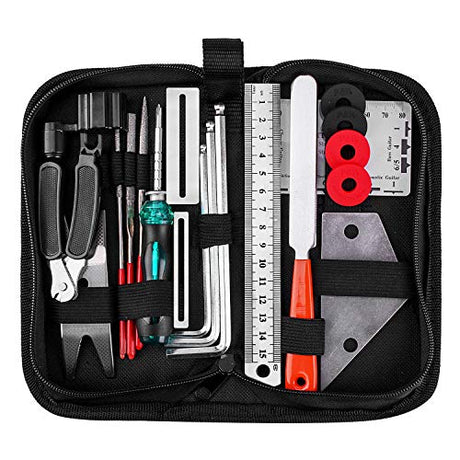 Guitar Repair Tools 20PCs Guitar Tool with String Organizer Guitar Winder String Cutter String Action Ruler Gauge Fingaorad Guard Fret Files A-xctoe