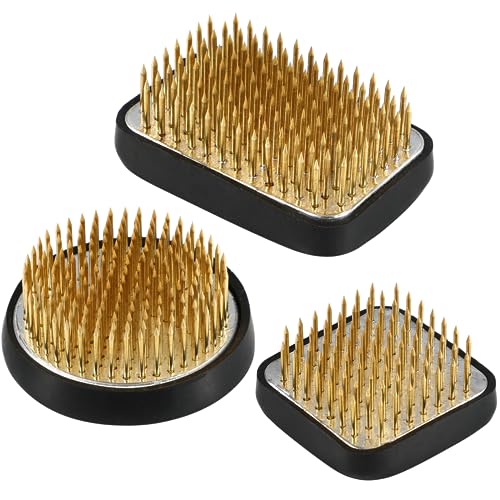 3PCS Japanese Ikebana Flower Frogs for Flower Arrangement, Kenzan Kit Includes 2.5’’ Round + 1.8” Square + 2.1” x 1.5” Rectangle, JP Flower CDOKY