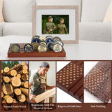 Samplife Coin Rack,Challenge Coins Display Stand Shelves Wooden Army Collectible Coins Holder Rack Case 6 Row Display American Flag Samplife