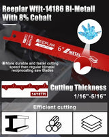 25 Pack 6 inch 14/18 TPI Bi-Metal Auto Dismantling Sawzall Blade for Metal, 6” 18-TPI Reciprocating Saw Blades Replace Milwaukee and Diablo sawzall REEPLAR