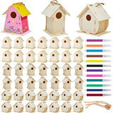21 Sets DIY Birdhouse Kit for Kids to Build and Paint, Include Unfinished Wooden Bird House, Strips and Colorful Painting Pens for Girls Boys Fun Deekin