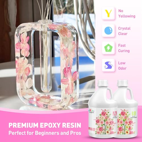 YIEHO Epoxy Resin 1 Gallon Kit, High Gloss Epoxy Resin and Hardener Crystal Clear 2 Part Resina Epoxica Transparente,Perfect for Table Top, Crafts- - WoodArtSupply