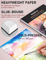 Nicpro 48 Colors Watercolor Paint Set with 8PCS Squirrel Painting Brushes, 25 Sheet Water Color Paper, 2 Water Brush Pens, Palette, Sponge, Art Nicpro