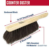 Weiler 44003 Horsehair Counter Duster with Wood Handle, Horsehair Fill, 2-1/2" Head Width, 8" Overall Length, Natural Weiler