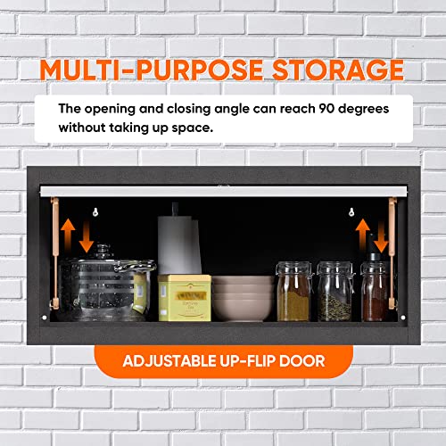 SUXXAN Metal Wall Cabinet with Up-flip Door,Wall-Mounted Locker for Garage Workshop Kitchen（one Cabinet - WoodArtSupply