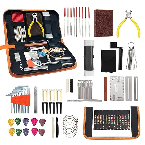 72 PCS Guitar Tool Kit for Set Up, Intonation Adjustment and Repair, Guitar Maintenance Kit for Guitar Bass Banjo and Ukulele, Guitar Gift for Guitar - WoodArtSupply