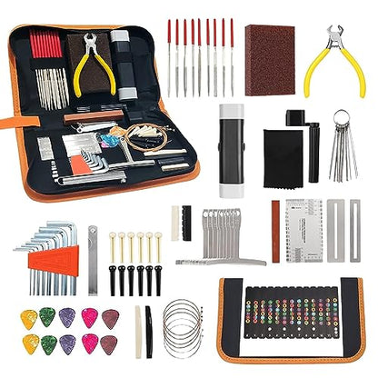 72 PCS Guitar Tool Kit for Set Up, Intonation Adjustment and Repair, Guitar Maintenance Kit for Guitar Bass Banjo and Ukulele, Guitar Gift for Guitar - WoodArtSupply