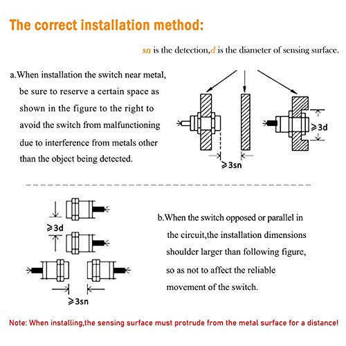InduSKY 2pcs 8mm Inductive Proximity Sensor Detecting Distance Approach Sensor Cylinder Proximity Switch NPN NO DC 6-36V 300mA 3-Wire (Diameter 18mm) - WoodArtSupply
