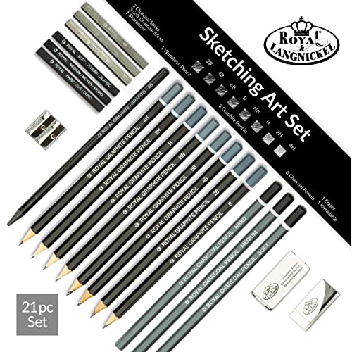 Royal & Langnickel RART-200 Essentials Sketching Pencil Set, 21-Piece - WoodArtSupply