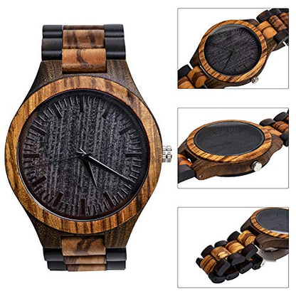 Fodiyaer Custom Engraved Wood Watch Gifts for Boyfriend Husband Men Fiancé Him As Personalized Anniversary Christmas Birthday Father Day Graduation - WoodArtSupply