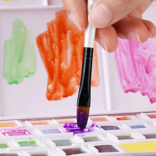 GETHPEN Filbert Paint Brushes Set Watercolor Paint 48 Colors GETHPEN