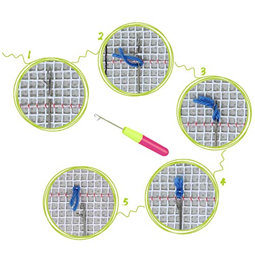 clubevy Latch Hook Rug Kits, Kids Adults Carpet Embroidery Set Beginners Cross Stitch DIY Crochet Needlework Crafts Kits with Yarn, Crochet Hook and clubevy