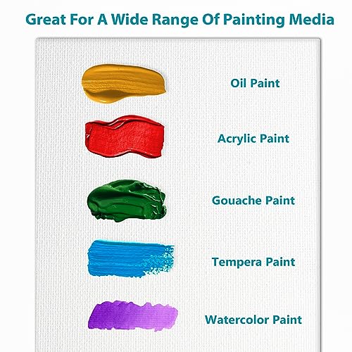 KEFF Canvases for Painting - 9x12 12 Pack Art Paint Canvas Panels Set Boards - 100% Cotton Primed Painting Supplies for Acrylic, Oil, Tempera & KEFF