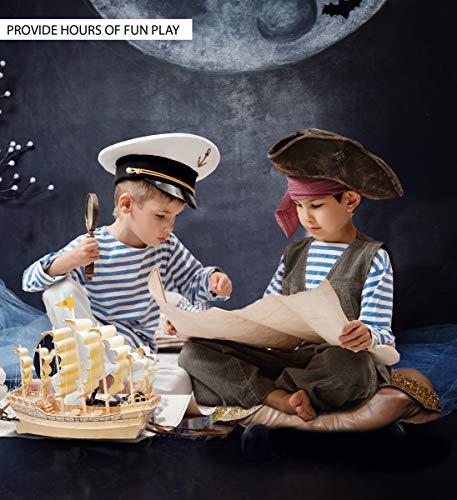 Puzzled 3D Puzzle Ancient Sailboat Wood Craft Construction Model Kit, Unique & Educational DIY Wooden Toy Assemble Model Unfinished Crafting Hobby Puzzled