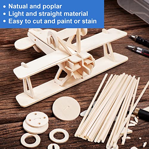 222 Pieces Wood Strips Balsa Square Wooden Dowels 1/8 Inch, 3/16 Inch, 1/4 Inch, Square Dowel Rods 12 Inch Hardwood Unfinished Wood Sticks for Crafts Piklodo