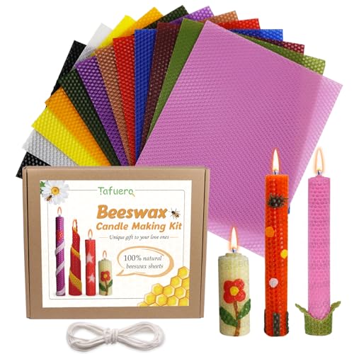 Tafuero Beeswax Honeycomb Candle Sheets,12pcs Beeswax Candle Making Kit Natural 10" X 8",Make Your Own Ideas Candle for Kids and Adults,Making - WoodArtSupply