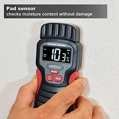 Calculated Industries 7445 AccuMASTER Duo Pro Pin & Pinless Moisture Meter Detects Hidden Leaks and Moisture | Combo Non-invasive Pad + Pin Sensors | - WoodArtSupply