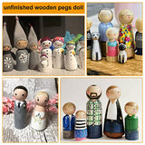 JMIATRY 100PCS Wooden Peg People Peg Dolls Unfinished Wooden People Figures with Storage Case Peg People Family for Craft Art Projects and Decoration JMIATRY