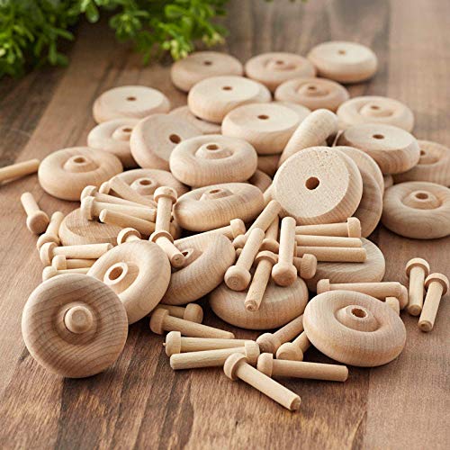 Factory Direct Craft Unfinished Wood Toy Wheels and Axle Pegs Factory Direct Craft