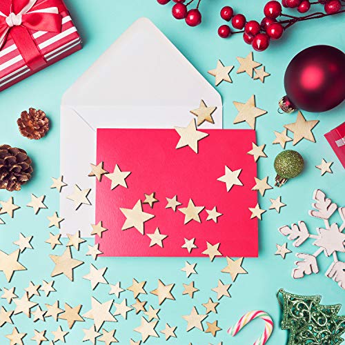 400 Pieces Mini Wooden Stars Slices Mixed Size Wooden Star Embellishments Wooden Star Shape Tags for Christmas Wedding Party DIY Crafts Table Scatter