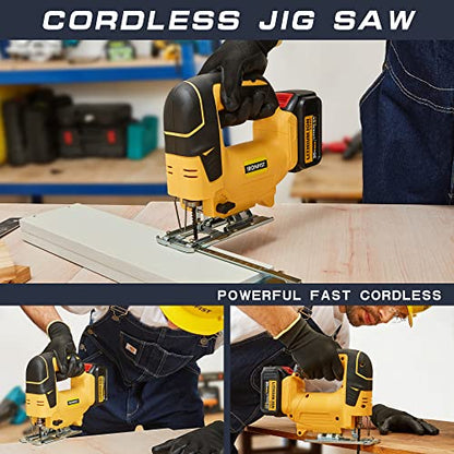 IRONFIST Jig Saw Cordless 20V Lithium Saber saw, Adjustable 4-Position Orbital wood and metal cutting machine Compatible with DEWALT Battery (Tool - WoodArtSupply