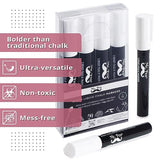 Mr. Pen- White Chalk Markers, 4 Pack, Dual Tip, 8 labels, White Liquid Chalk Marker, For Non-porous Surfaces, Chalk Markers, White Dry Erase Markers, Mr. Pen