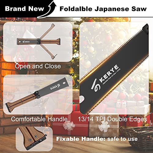 KERYE Hand Saw Tools, 5.5 Inch Mini Pocket Folding Saw, SK5 Blade Wood Saw for Woodworking, 13/14 TPI Double Edges Pull Saw, Flush Cut Saw for - WoodArtSupply