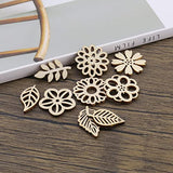 Micro Traders 100PCS Flower & Leaf Shapes Wooden Slices Wooden Embellishments Decorative Wood Chips Ornaments for DIY Scrapbooking Card Making Crafts Micro Traders