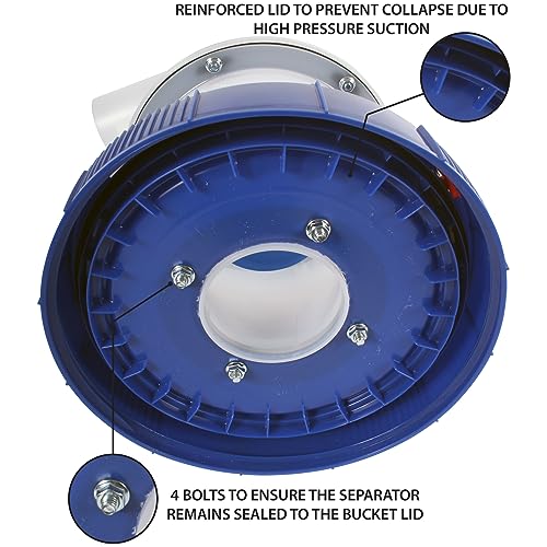 Assembled Quick Click Dust Separator with 5 Gallon Locking Collection Bin and Power Tool Adapter Set with 16 Ft. Hose Cen-Tec Systems