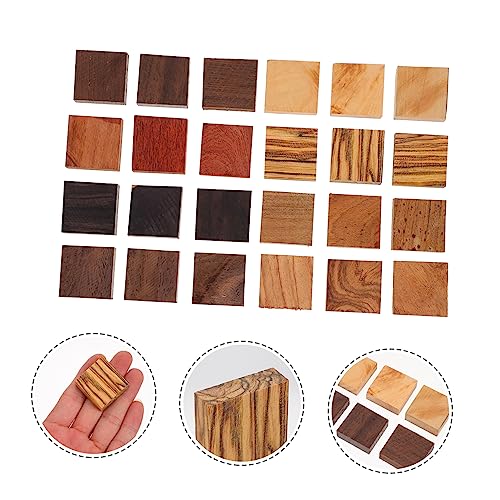 CORHAD 24pcs Ring Wood Stabilized Wood Ring Blanks Wood Blanks for Crafts Ring Making Supplies Wooden Craft Cubes Ring Making Materials Natural CORHAD