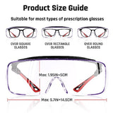 MORELKE Safety Glasses Fit Over Eyeglasses, Anti-Fog & Scratch Resistant Lenses,ANSI Z87 Certified,Eye Protection for Lab,Woodworking (red/black) MORELKE