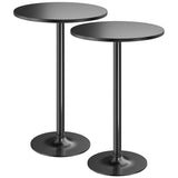 Furmax Bistro Pub Table 2 Pack Round Bar Height Cocktail Table Metal Base MDF Top Obsidian Table with Black Leg 23.8-Inch Top, 39.5-Inch Height Furmax