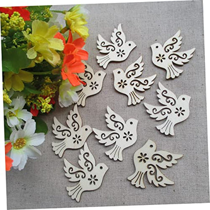 NOLITOY 10pcs House Accessories for Home Embellishments for Crafting Home Decoration Hand Decor Unfinished Wooden Birds Wood Piece Ornament Wooden