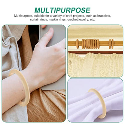 10pcs Wood Bangle Bracelets Unfinished Natural Round Wooden Ring for DIY Craft Project Making