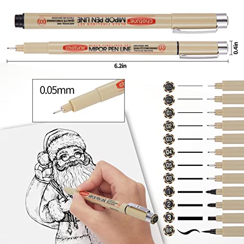 GETHPEN Black Micro-Pen Fineliner Ink Pens, Waterproof Archival Ink, Drawing Pens, Artist Illustration Pens, Multiliner, for Art Watercolor, - WoodArtSupply